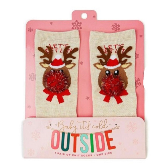 {Christmas} “Lets Get Lit” Rudolph Reindeer Socks - Picture 2 of 2